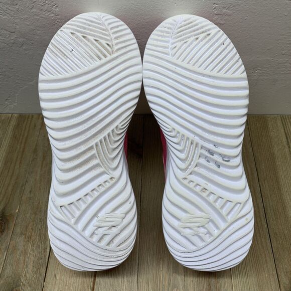 SKECHERS® Girls Size 4.0 Bounder Cool Cruise Sneaker Pink Blue Elastic Laces - Picture 6 of 9